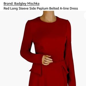 Badgley Mischka Red Long Sleeve Dress